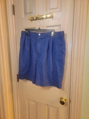 Mens Sz 36 Royal Blue Perry Ellis Shorts Linen Vacation